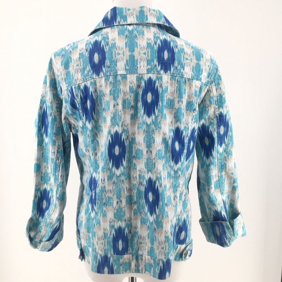 Chico’s Linen Cotton Sz 0 (= Sz S) Ikat Jacket - Picture 2 of 8